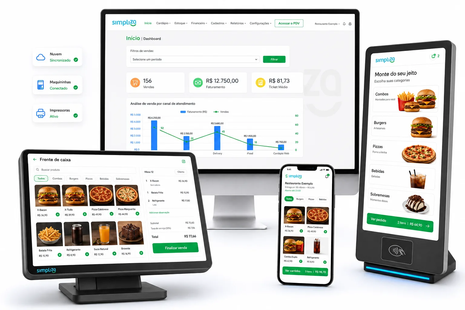 Sistema Simpliza centralizando pedidos de diferentes aplicativos de delivery